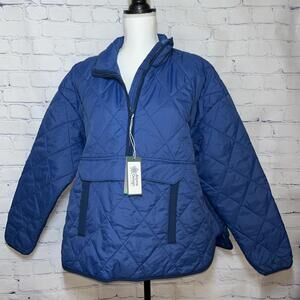 NWT $98 Alpine Designs Womens Anorak Coat Large Blue Quilted Quarter Zip Jacket